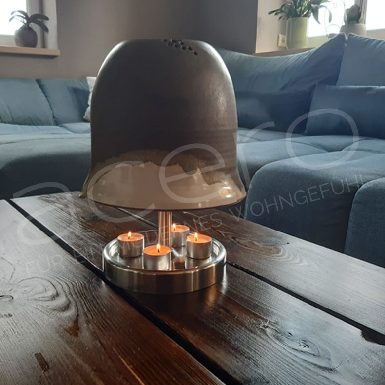 Skjómi Doppelwandiger Teelichtoffen, Design-Tischofen für Teelichter, Tischheizung